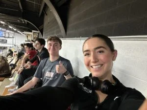 students in bleachers